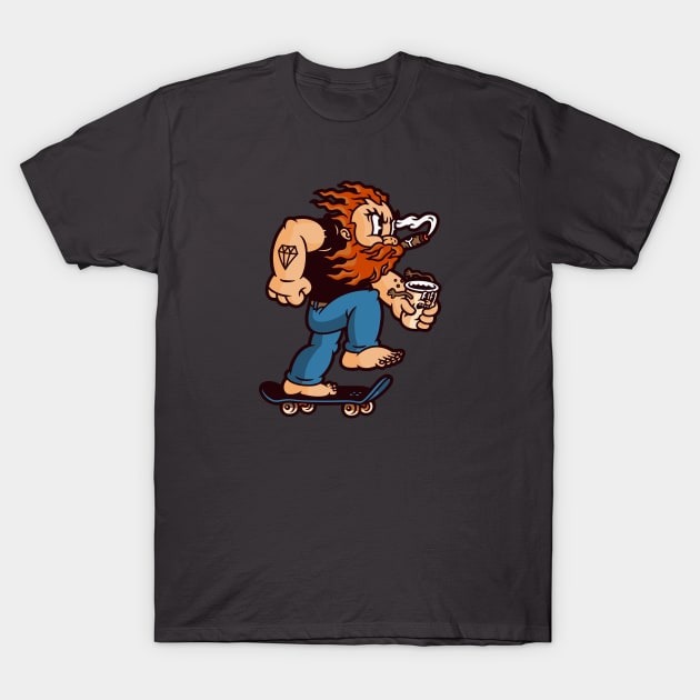 Retro Gingerbeard Man on Skateboard T-Shirt by SLAG_Creative